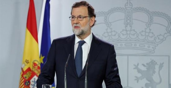 Mariano Rajoy en un momento de su declaración institucional en la que anunció la aplicación del artículo 155. EFE/Archivo