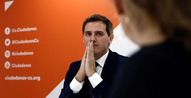 El líder de Ciudadanos, Albert Rivera, durante la reunión de Comité Permanente de Ciudadanos, celebrado hoy en la sede del partido. EFE/Mariscal