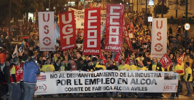 Manifestación contra el cierre de Alcoa en Avilés / EFE