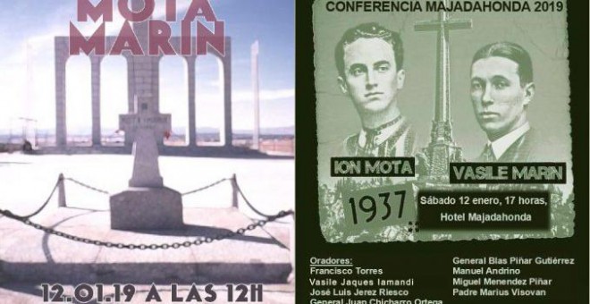 Homenajes a Mota y Marin. Cartel difundido por Falange