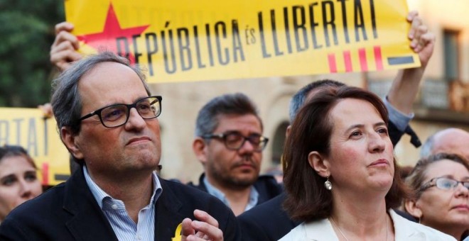 Quim Torra y la presidenta de la ANC, Elisenda Paluzie, en una  manifestación para la independencia | EFE