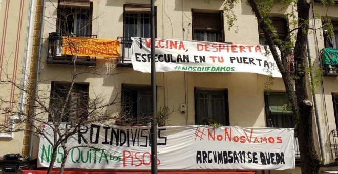 Fachada del edificio de viviendas de la calle Argumosa, 11, en el barrio de Lavapiés de Madrid.-SINDICATO DE INQUILINAS E INQUILINOS DE MADRID