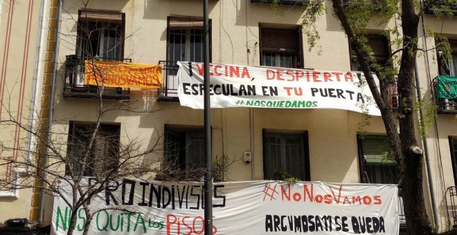 Fachada del edificio de viviendas de la calle Argumosa, 11, en el barrio de Lavapiés de Madrid.-SINDICATO DE INQUILINAS E INQUILINOS DE MADRID