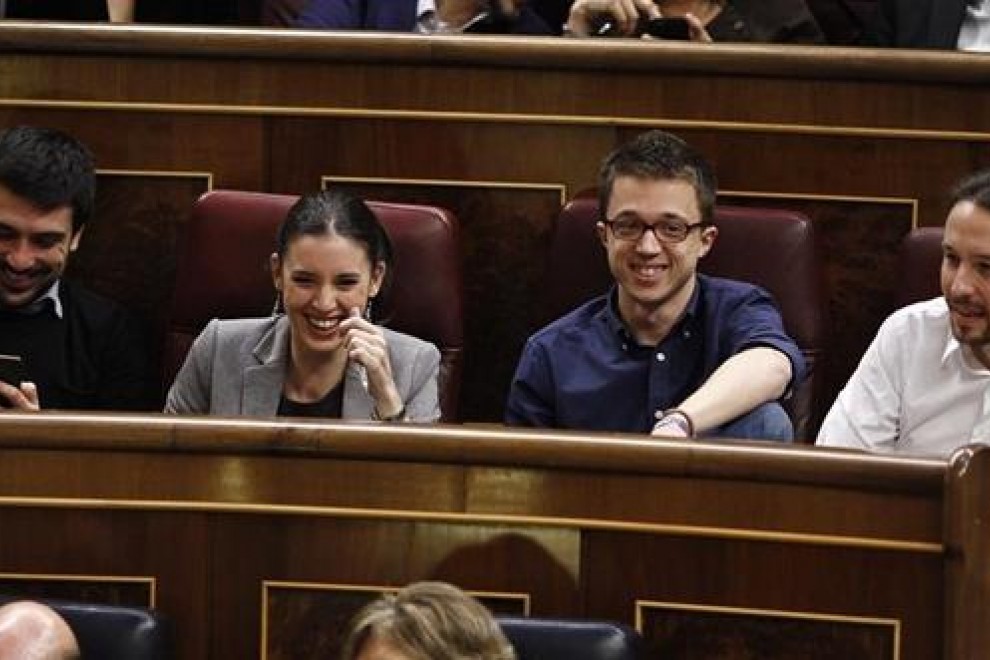 Ramón Espinar, Iñigo Errejón, Irene Montero y Pablo Iglesias en el Congreso / EUROPA PRESS