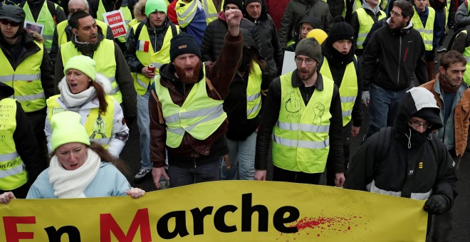 Protesta de los chalecos amarillos en París por undécimo sábado consecutivo. REUTERS/Benoit Tessier