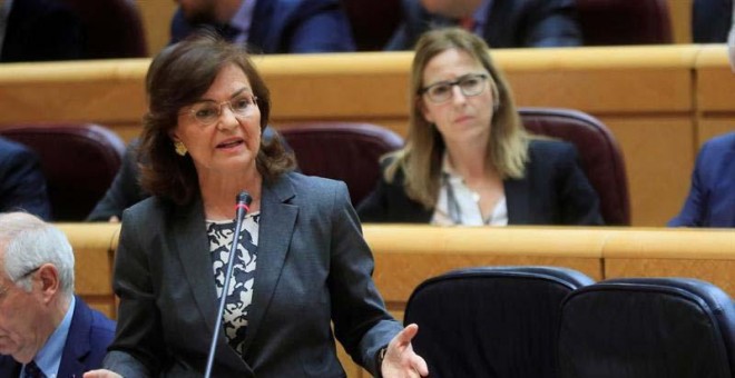 Carmen Calvo, en una intervención en el Senado. (EFE)