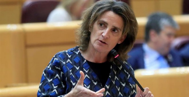 La ministra para la Transición Ecológica, Teresa Ribera, durante la sesión de control al Gobierno en el Pleno del Senado, el martes en Madrid. EFE/ Fernando Alvarado