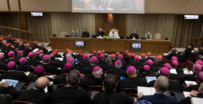 Pope Francis attends the four-day meeting on the global sexual abuse crisis, at the Vatican February 23, 2019. Vatican Media/­Handout via REUTERS ATTENTION EDITORS - THIS IMAGE WAS PROVIDED BY A THIRD PARTY.