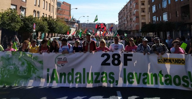 Imagen de la manifestación por el Día de Andalucía,28-F, el primero que se celebra con un Gobierno de derechas
