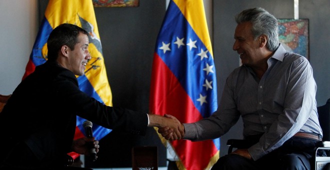 Juan Guaidó junto a Lenín Moreno, presidente de Ecuador. REUTERS/Daniel Tapia.