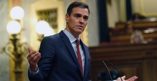 Pedro Sánchez , durante su comparecencia este miércoles en el último pleno del Congreso antes de la convocatoria de elecciones | EFE/ J.P.Gandul