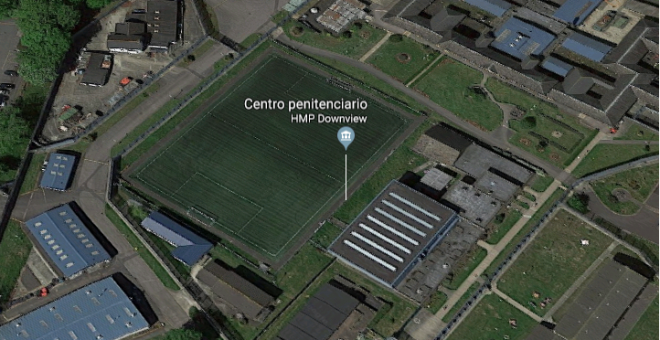 Vista aérea del centro penitenciario de Downview (Inglaterra). / Google Maps