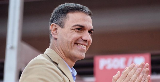 El presidente del Gobierno, Pedro Sánchez, durante el acto del PSOE en Valladolid. / EFE