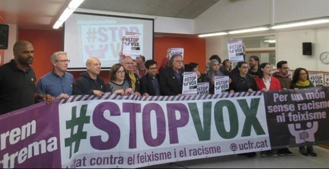 Convocantes de la manifestación contra Vox este sábado en Barcelona. | Europa Press