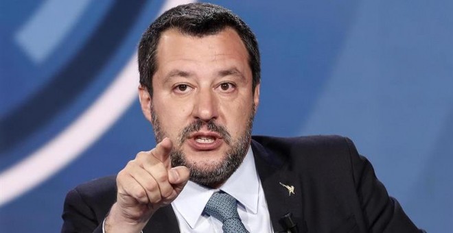 El viceprimer ministro y ministro del Interior italiano, Matteo Salvini, en el programa 'Porta a porta'. - EFE