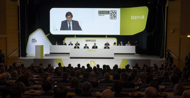 Vista de la junta de accionistas de Bankia, en Valencia.