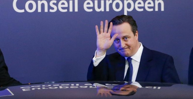 David Cameron en una foto tomada en enero de 2016 en una cumbre de la Unión Europea, cuando aún era primer ministro. (REUTERS)