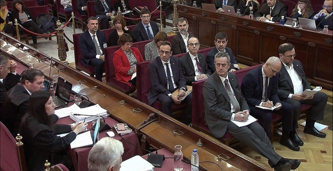 Banquillo de los acusados, en una imagen tomada de la señal de televisión del Tribunal Supremo | EFE