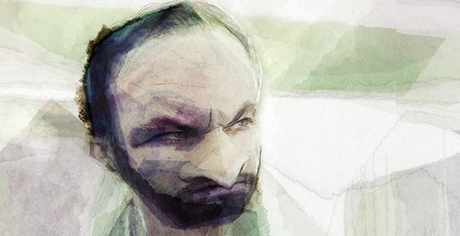 Retrato del líder de Vox, SantIago Abascal, realizado por el ilustrador Thorsten Rienth. – PÚBLICO