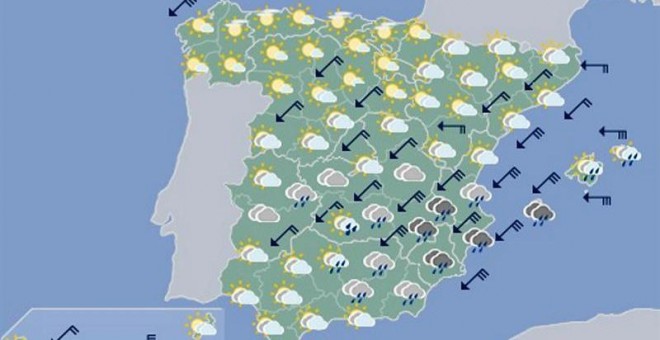 Mapa significativo elaborado por la AEMET el 19/04/2019 válido para el 20/04/2019 de 0 a 12 horas. EFE/Aemet