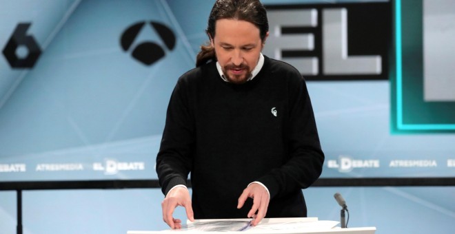 Pablo Iglesias durante el debate de Atresmedia / EFE