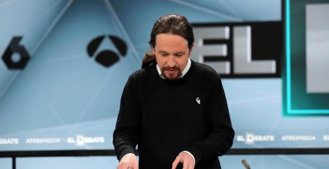 Pablo Iglesias durante el debate de Atresmedia / EFE