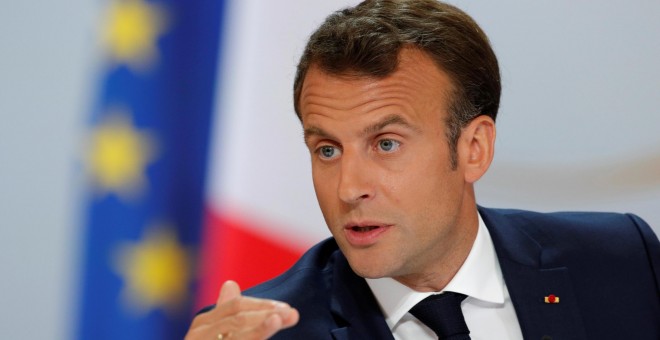 25/04/2019 - Emmanuel Macron, durante la conferencia de prensa para dar a conocer su respuesta política a las protestas de los chalecos amarillos en el Palacio del Elíseo en París, Francia | REUTERS/ Philippe Wojazer