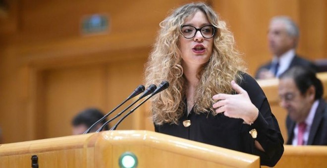 12/12/2018.- La senadora del PP, Esther Muñoz , durante su intervención en el Pleno del Senado donde tiene lugar una votación sobre la proposición de ley orgánica de reforma de la ley del Poder Judicial sobre medidas urgentes en aplicación del Pacto de Es