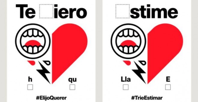 Uno de los carteles de la campaña gráfica '#ElijoQuerer', a cargo de Diego Mir y Luis Demano.