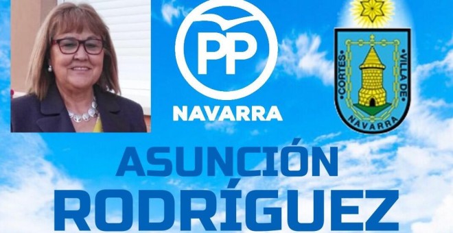 Cartel del PP de Navarra en la que anunciaba a su entoncesa candidata a la Alcaldía de Cortes (Navarra) Asunción Rodríguez.