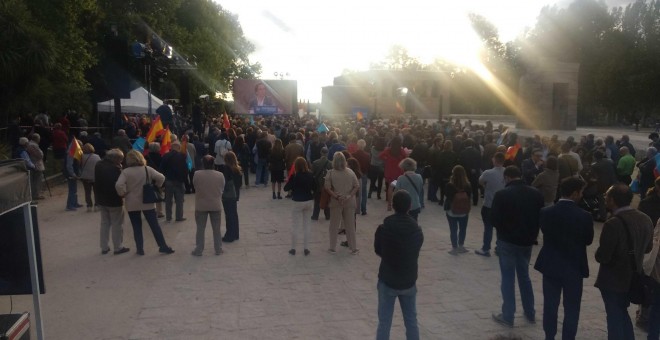Acto del PP en el Templo de Debod en Madrid para arrancar la campaña electoral para el 26M. / MARTA MONFORTE