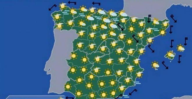 Mapa significativo facilitado por la Aemet elaborado el 11/05/2019 y válido para el 12/05/2019 de 0 a 12 horas. EFE/Aemet