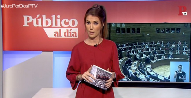 Nùria Martínez en el informativo de 'Público al Día' del 16 de mayo de 2019.