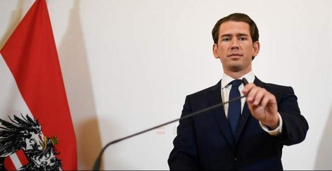 20/05/2019 - El canciller austriaco, Sebastian Kurz, ofrece declaraciones a los medios en la Cancillería Federal de Viena (Austria) | EFE/ Christian Bruna