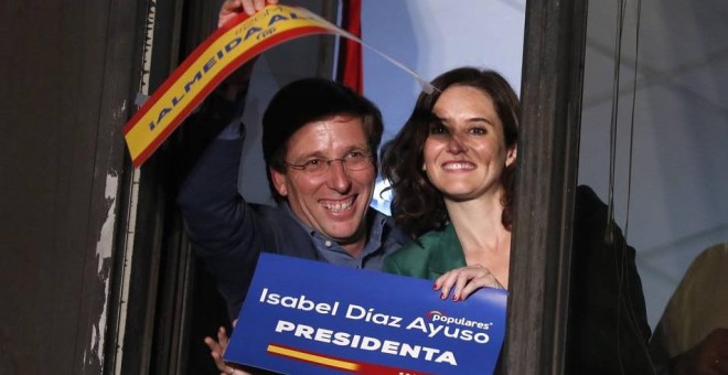 Díaz Ayuso y Almeida, celebran el resultado de las elecciones del 26M./ EFE