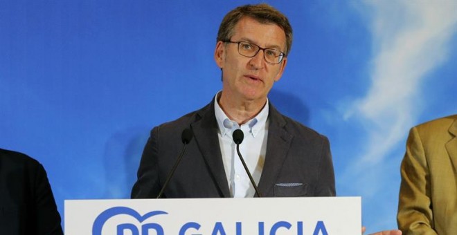 El presidente de la Xunta de Galicia, Alberto Núñez Feijóo, valora los resultados de las elecciones municipales y europeas. /EFE