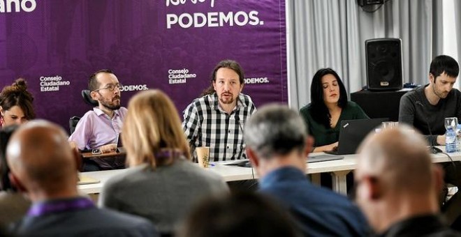 Pablo Iglesias durante una intervención en un Consejo Ciudadano Estatal de Podemos / Daniel Gago - Podemos