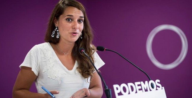 La portavoz de Podemos, Noelia Vera, en rueda de prensa / EFE