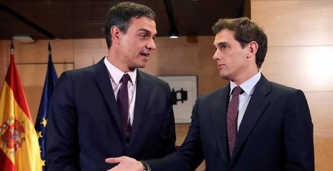 Albert Rivera con Pedro Sánchez, en su último encuentro. EFE/Archivo