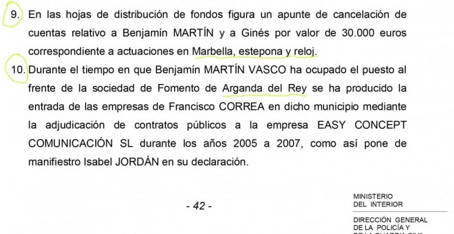 Extracto del informe que dio origen a la causa Gürtel y que está firmado por el jefe de sección 78.777