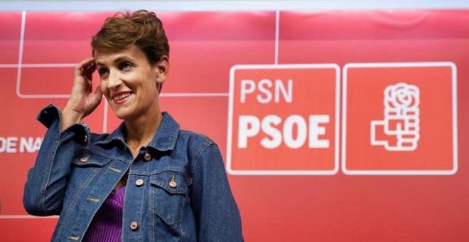 La secretaria general del PSN y candidata a presidir Navarra, María Chivite este martes. EFE/Villar López