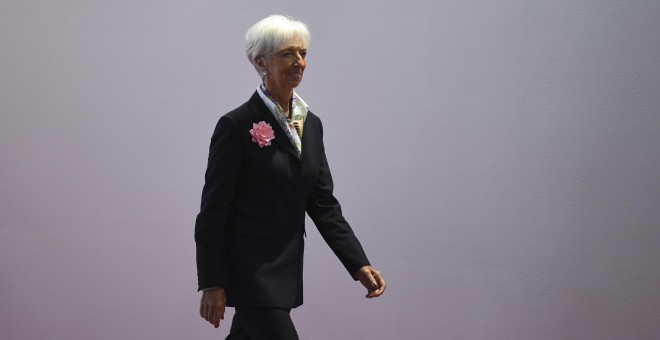 28/06/2019.- La directora gerente del Fondo Monetario Internacional (FMI), Christine Lagarde, a su llegada a la cumbre de líderes del G20 celebrada en Osaka, Japón. / EFE - LUKAS COCH