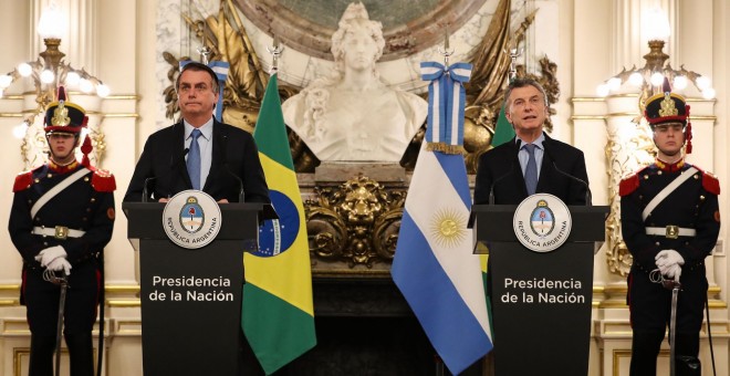 Rueda de prensa conjunta de Mauricio Macri y Jair Bolsonaro, el pasado 6 de junio en Buenos Aires (Argentina). Marcos Corrêa/ Presidencia República