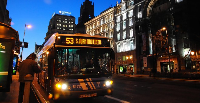 Autobús de la línea 53, en servicio nocturno | Ayuntamiento de Madrid.