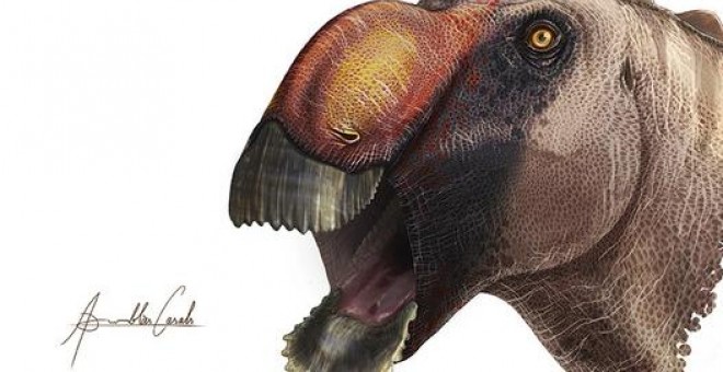 Reconstrucción del aspecto en vida de Aquilarhinus. / ICRA Art -Institut Català de Paleontologia Miquel Crusafont