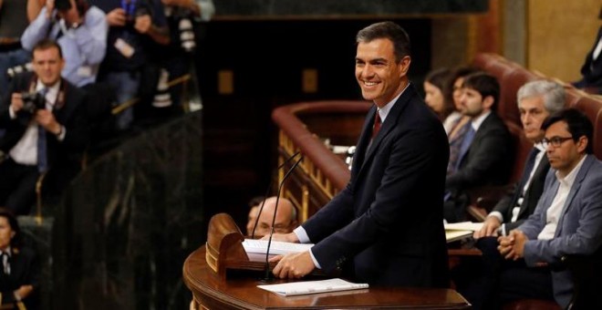 22/07/2019.- El candidato socialista a la Presidencia del Gobierno, Pedro Sánchez, al inicio de su intervención en la primera jornada del debate de investidura que afronta el líder socialista y que puede desembocar en su elección como presidente del prime