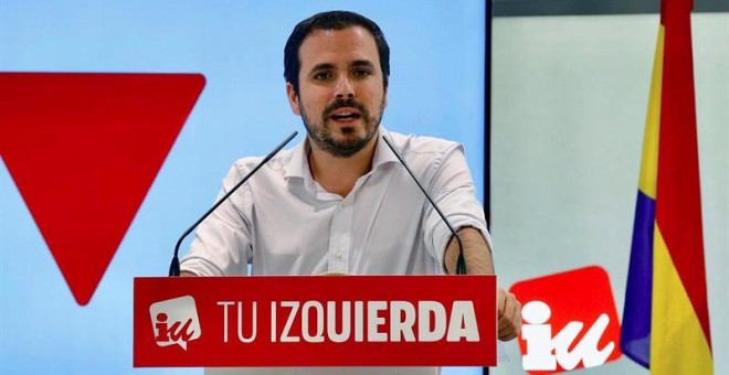 El coordinador federal de Izquierda Unida, Alberto Garzón, durante su intervención en la reunión de la Coordinadora Federal de IU. /EFE