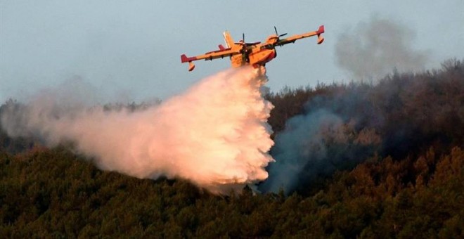 05/08/2019 - El incendio forestal declarado en el Real Sitio de San Ildefonso (La Granja), en Segovia / EFE