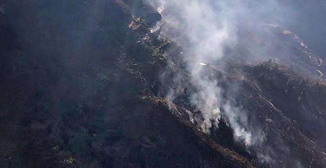 13/08/2019 - Imagen del incendio forestal que afecta a las cumbres de Gran Canaria desde el 10 de agosto / EFE