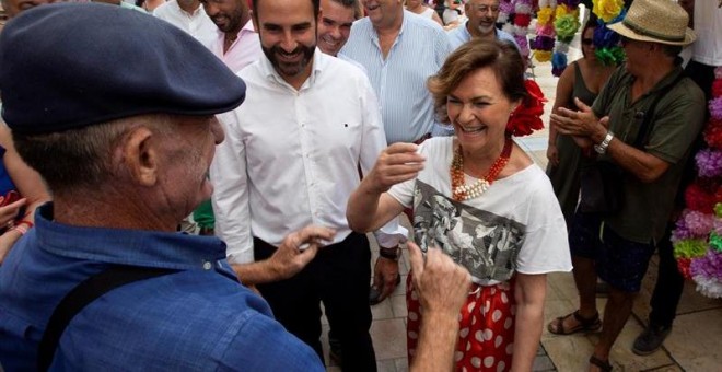 Carmen Calvo en la Feria de Málaga. EFE